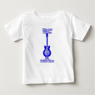 Camiseta Levanta e brilha. é hora do violão. guitarra azul