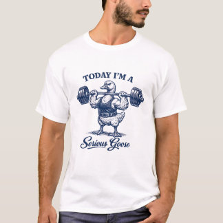 Camiseta Levanta Peso de Ganso Sério