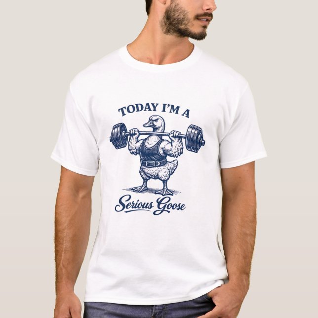 Camiseta Levanta Peso de Ganso Sério (Frente)