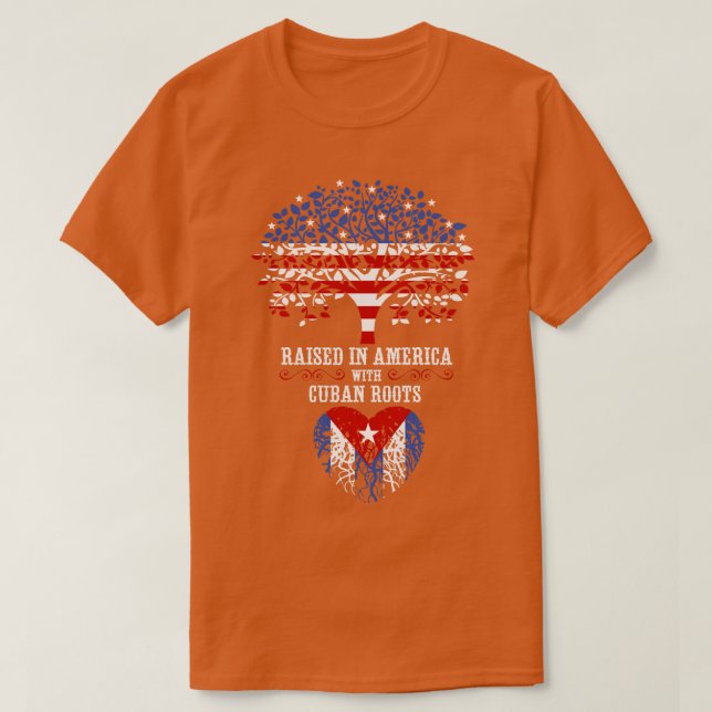 Camiseta Levantada na América com Raízes Cubanas (Frente do Design)