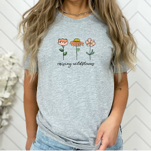 Camiseta Levantamento de Flores Selvagens Mãe Floral Colori