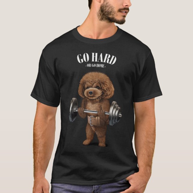Camiseta Levantamento de Peso de Cachorro Poodle na Aptidão (Frente)