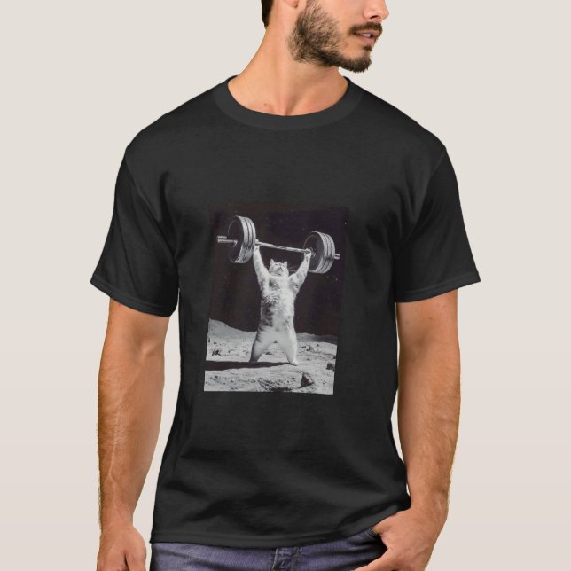 Camiseta Levantamento de Peso de Gato Lunar Presente Divert (Frente)