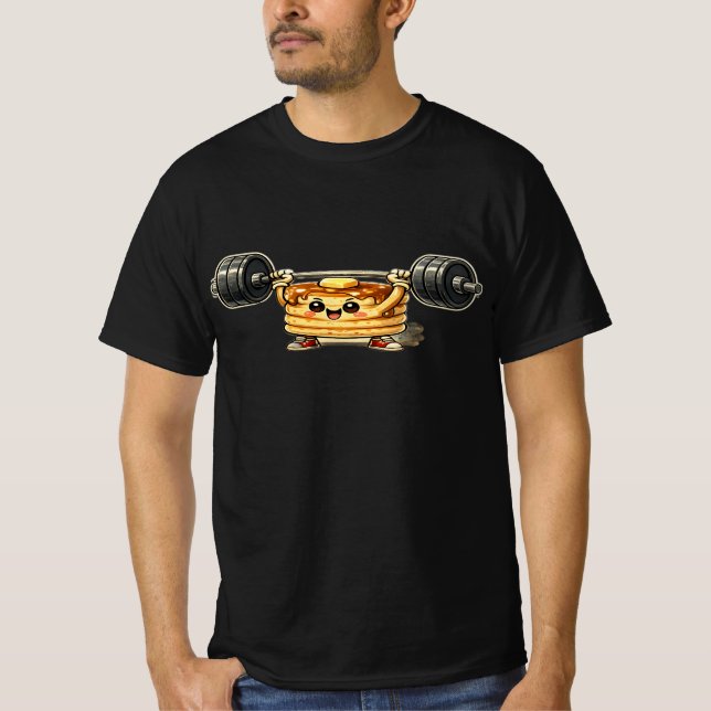 Camiseta Levantamento de Peso de Panqueca Kawaii Academia d (Frente)