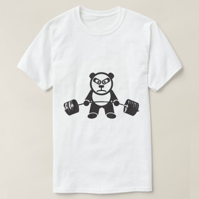 Camiseta Levantamento de Peso do Urso de Panda Bonito - Ele (Frente do Design)