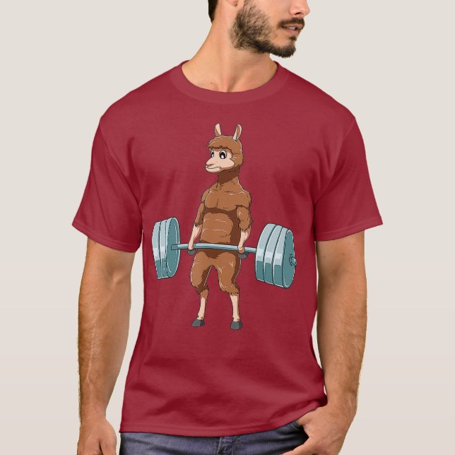 Camiseta Levantamento de peso Llama Deadelevando Llama Gym (Frente)