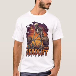 Camiseta Levantamento de Peso Morte Barra Halloween Abóbora