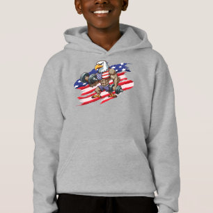 Camiseta levantamento de peso patriótico águia careca EUA