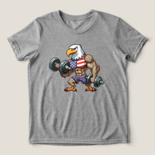 Camiseta levantamento de peso patriótico águia careca EUA