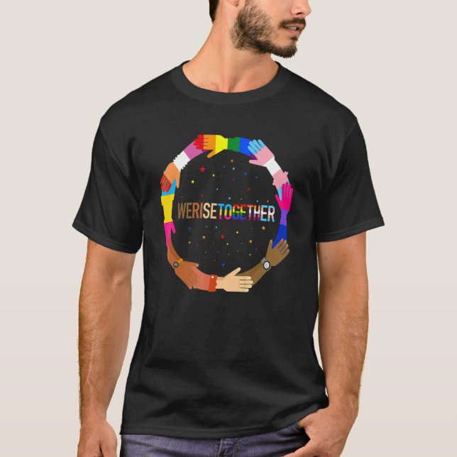 Camiseta Levantamos Juntos O Orgulho Lgbt-Q Da Justiça Soci (Frente)