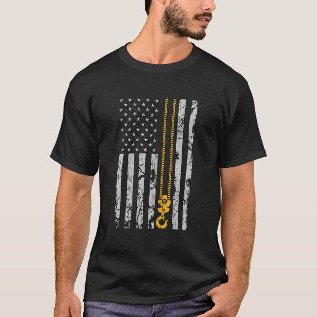 Camiseta Levantando Gancho Thin American Flag Operador (Frente)