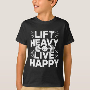 Camiseta Levantar Pesado Viver Feliz Haltere Musculação