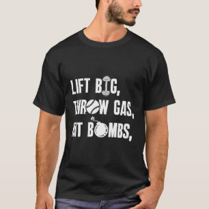 Camiseta Levante Bombas De Gás De Lâmina Grande Dizendo