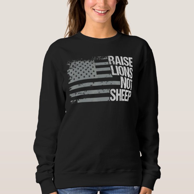 Camiseta Levante Leões Não Ovinos Patriota Americano Patrió (Frente)