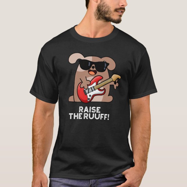 Camiseta Levante O Cachorro Engraçado Ruuf Pun Dark BG (Frente)