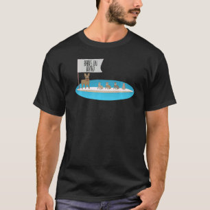 Camiseta Levante O Cachorro Francês De Paddleboard E O Surf