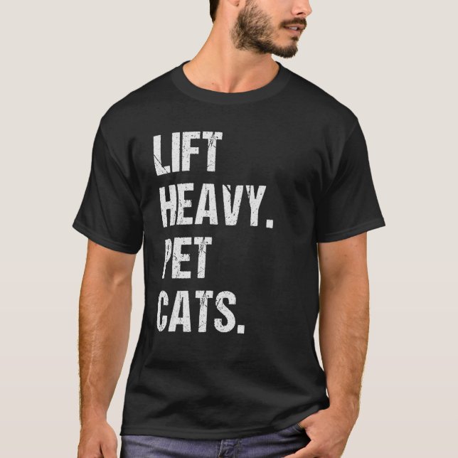 Camiseta Levante Os Gatos Pesados De Animais De Companhia F (Frente)