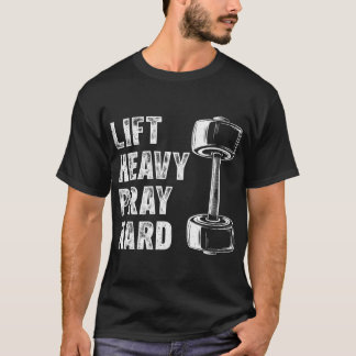 Camiseta Levante Pesado Reze Duro Ginásio Cristão família