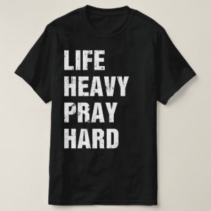 Camiseta Levante Pesado Reze Duro Treino Cristão Jesus Acad