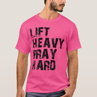 Camiseta Levante Pesado Reze Duro Treino Cristão Jesus Acad
