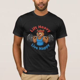 Camiseta Levante Pesado Viva Feliz - Motivação Academia Urs