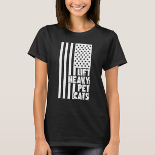 Camiseta Levante Pet Pesado Gatos De Bandeira Americano Gat