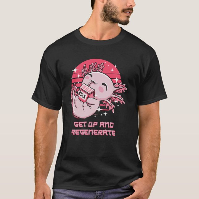 Camiseta Levante-se e regenere Axolotl Humor Salamander (Frente)