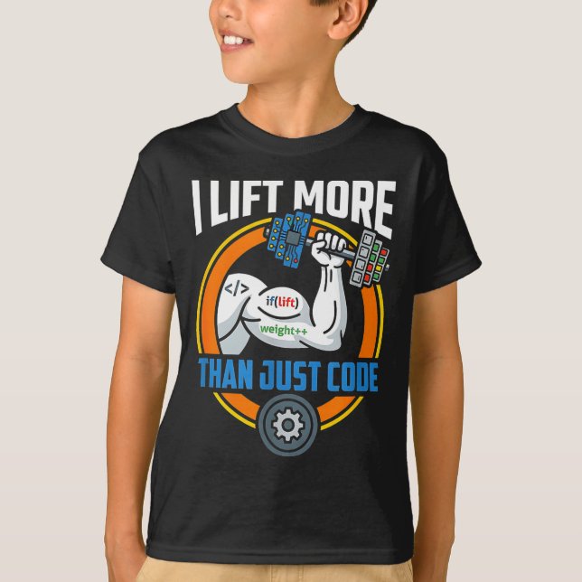 Camiseta Levanto mais do que código divertido programador d (Frente)