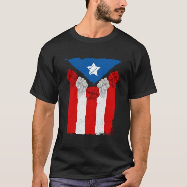 Camiseta Levantou Punhos Para Porto Rico Boricua Flag Puert (Frente)