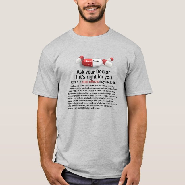 Camiseta Leve a pílula vermelha para Recall Gavin Newsom (Frente)