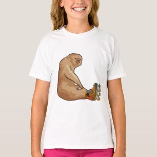 Camiseta Leve como skater em linha com skates em linha
