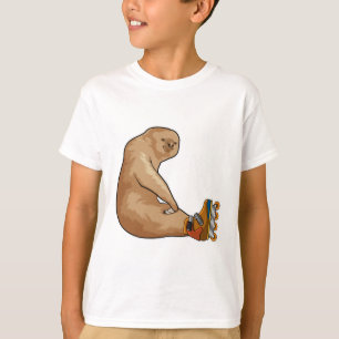Camiseta Leve como skater em linha com skates em linha