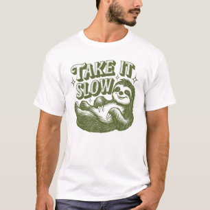 Camiseta Leve Devagar Citação Divertida de Preguiça Pun par