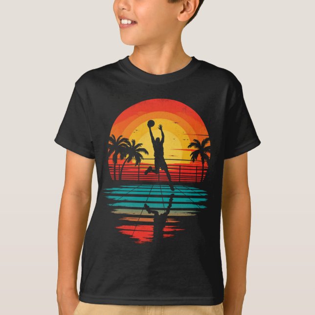 Camiseta Leve Longa Do Sunset De Basquete Retroativo (Frente)