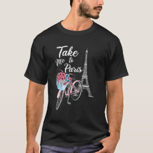 Camiseta Leve-Me A Paris França Floral Minimal Eiffel Towe