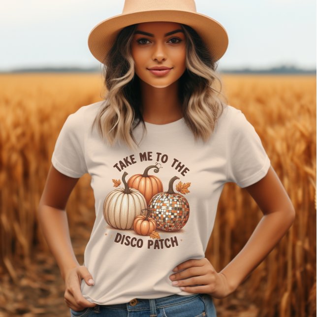 Camiseta Leve-me à queda de aquarela do Disco Patch, senhor (Take me to the Disco Patch watercolor fall ladies Tri-Blend Shirt)