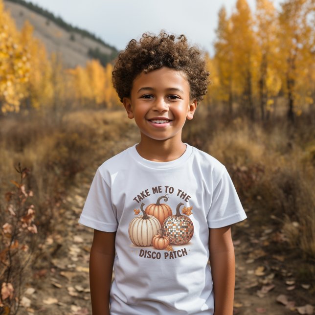 Camiseta Leve-me para as crianças do outono do Disco Patch (Take me to the Disco Patch watercolor autumn kids T-Shirt)