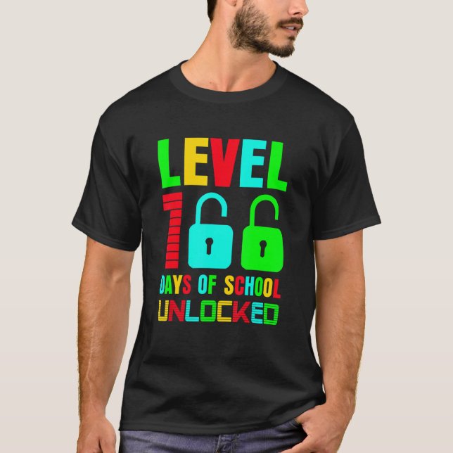 Camiseta Level 100 Day Of School Unlocked Gaming Gamer Cute (Frente)