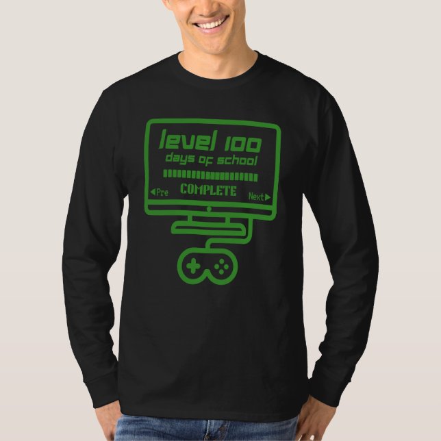 Camiseta Level 100 Days Of School Complete Gamer Video Game (Frente)