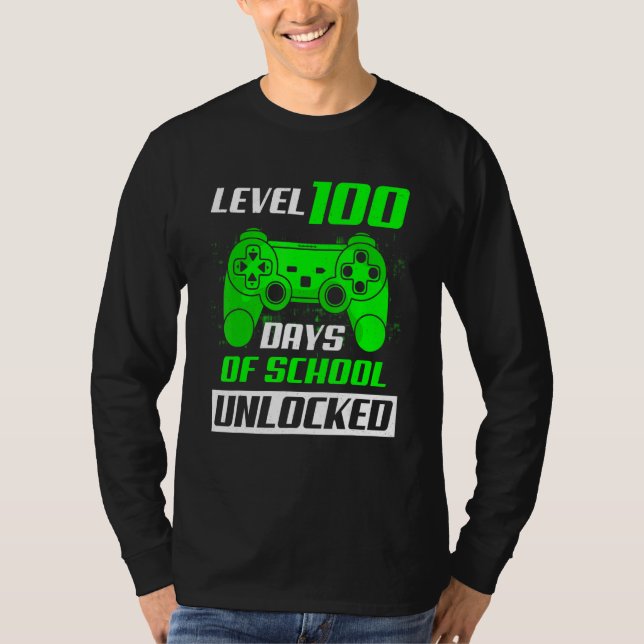 Camiseta Level 100 Days Of School Unlocked 100th Day Video  (Frente)