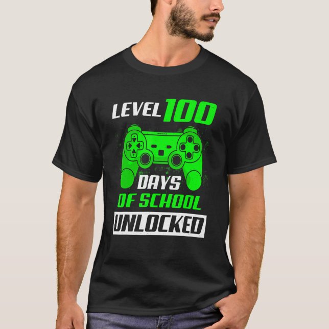 Camiseta Level 100 Days Of School Unlocked 100th Day Video  (Frente)