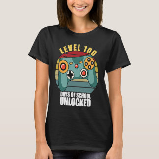 Camiseta Level 100 Days Of School Unlocked Gamer Video Game