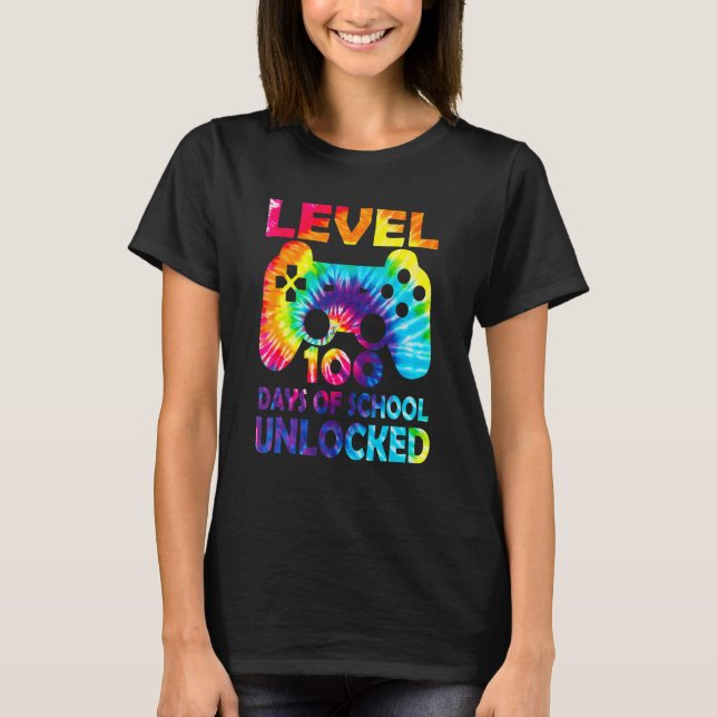 Camiseta Level 100 Days Of School Unlocked Gamer Video Game (Frente)