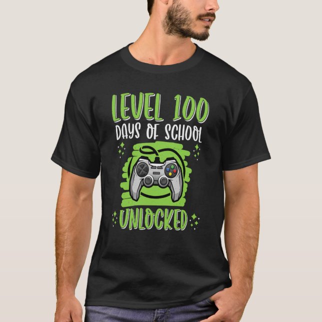 Camiseta Level 100 Unlock 100 Day of School Smarter Gamer B (Frente)