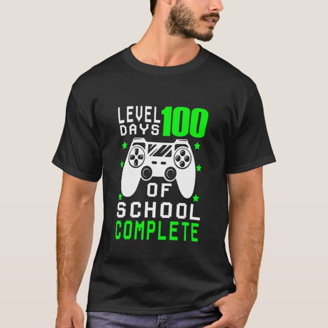 Camiseta Level 100th Day Unlocked Gamepad Happy 100 Days of (Frente)