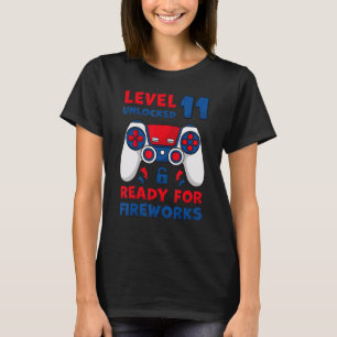 Camiseta Level 11 Unlocked 11th Birthday Game 4th Of July B