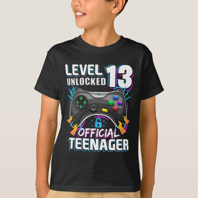 Camiseta Level 13 Unlocked Official Teenager Video Game 13t (Frente)