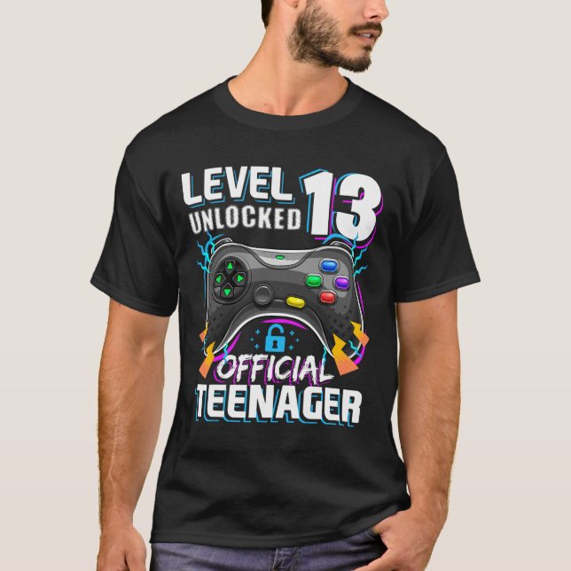 Camiseta Level 13 Unlocked Official Teenager Video Game 13t (Frente)