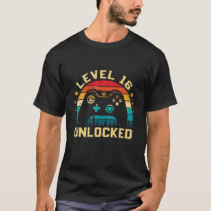 Camiseta Level 16 Unlocked Funny Gaming Vintage 16Th Birthd