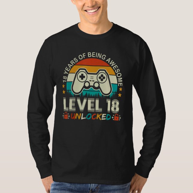 Camiseta Level 18 Unlocked Awesome 2005 Video Game 18th Bir (Frente)